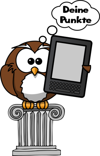 Vektör küçük resim bir e-okuyucu tutan baykuş