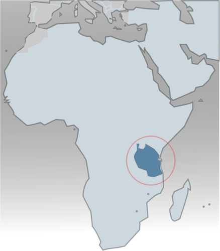 Tanzania omcirkeld op kaart van Afrika vector afbeelding