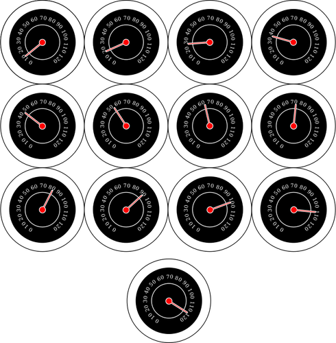 Vector illustration of speedometer dials selection