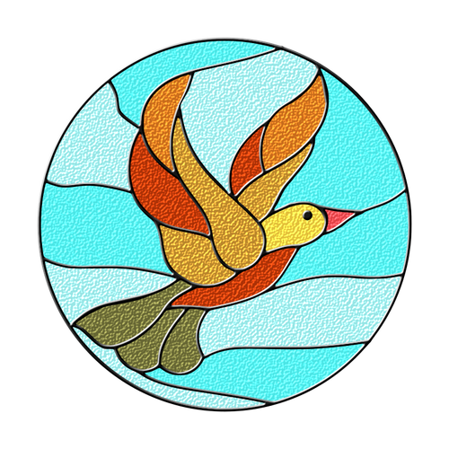 Burung di kaca patri vektor ilustrasi