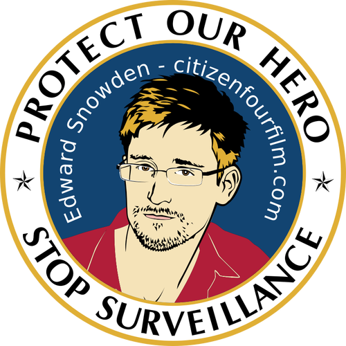 Chránit náš hrdina štítek proti NSA vektorové ilustrace