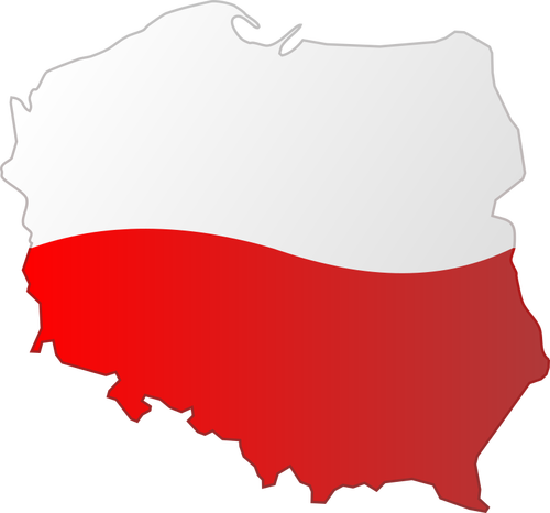 Puolan kartta, jonka yli on lippu vektorikuva