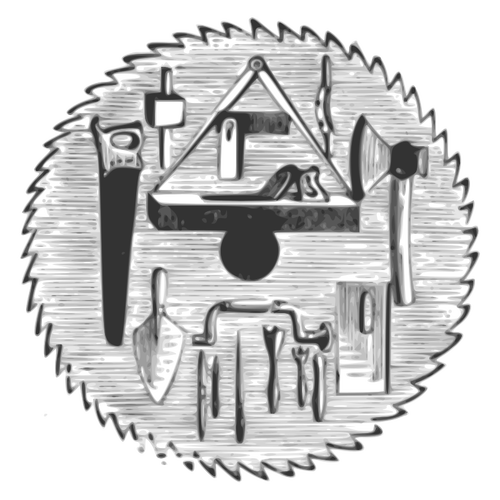 صورة متجهة من المنشار الدائري مع مختلف الأدوات اليدوية
