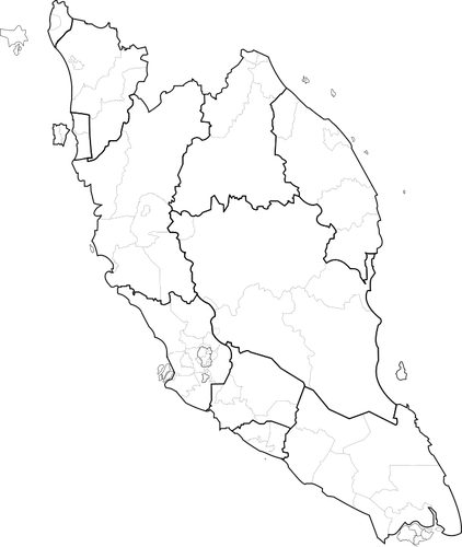 Tomme kart over peninsular Malaysia