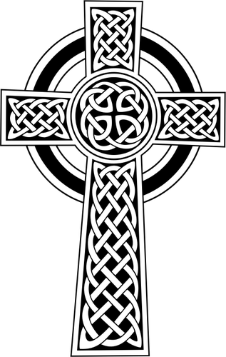Vektor Klipart černé a bílé keltského kříže