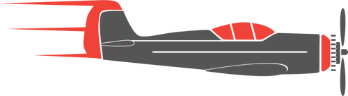 Grafiken von Propellerflugzeug in grau und rot