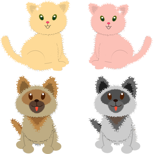 Grafika wektorowa szczeniąt i kotki