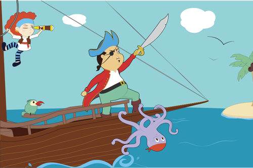 Barco de pirata de dibujos animados