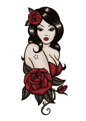 Dama con rosas