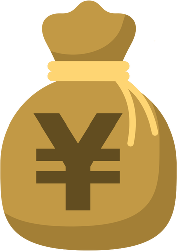 Saco com símbolo de ienes