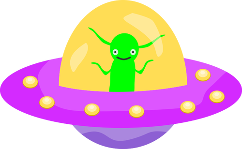 Disco volante con un alieno all