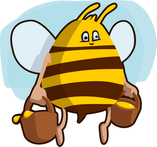 कार्टून मधुमक्खी शहद ले जाने