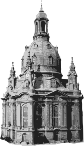 Église de Dresde en noir et blanc