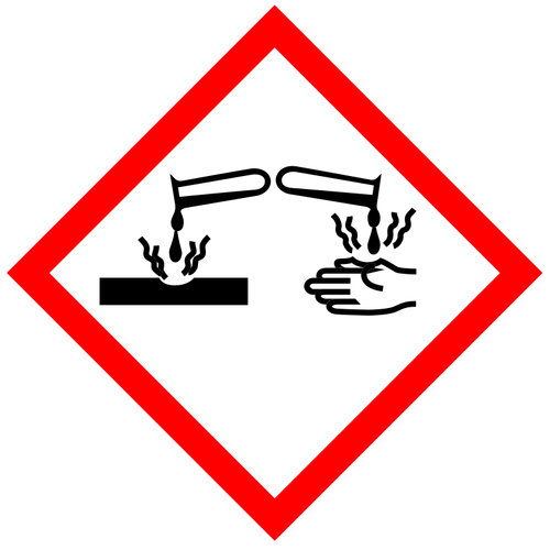 Bijtende stoffen, waarschuwing
