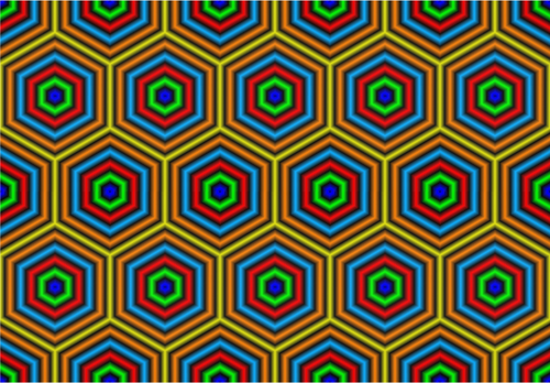 Colorful pattern of hexagons