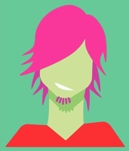 Menina com imagem vetorial de cabelo rosa