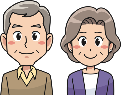 Elderly cartoon couple