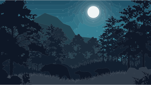 Illustrazione della foresta di notte digitale