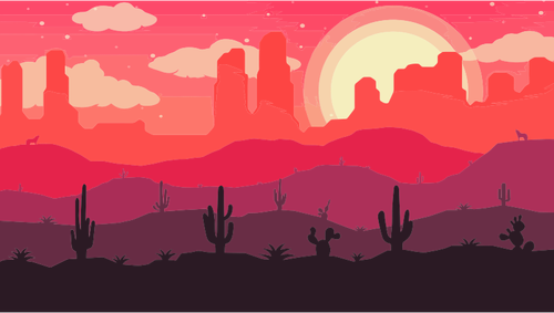 Matahari terbenam di gurun