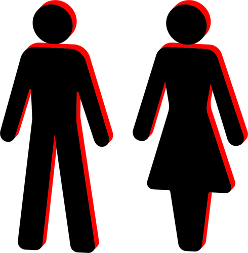 Mannlige og kvinnelige stick figur symboler
