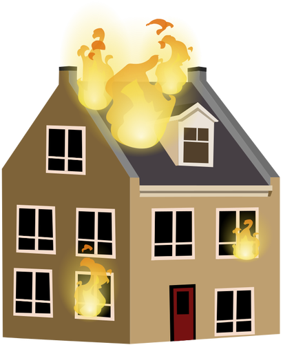 Talo tulessa vektorikuva