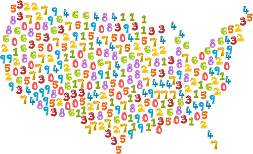 Mapa dos EUA com números