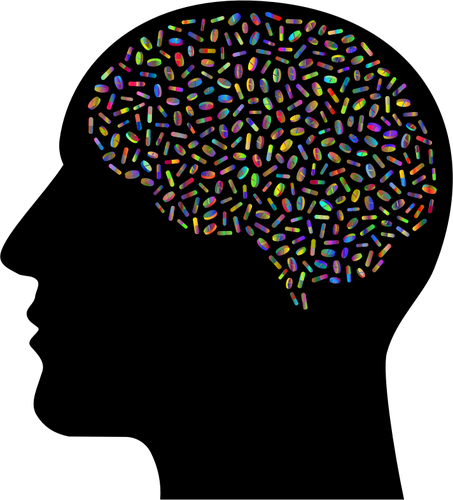 Mózg z kolorowe pigułki