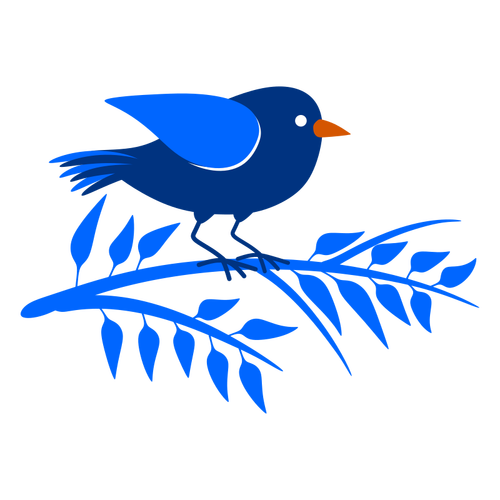 Ramo blu e un uccello
