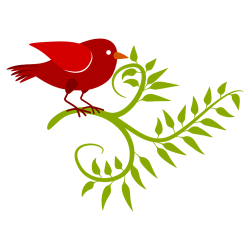 Roter Vogel in einem Zweig