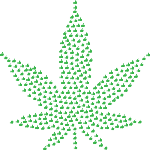 La marijuana et les pouces vers le haut