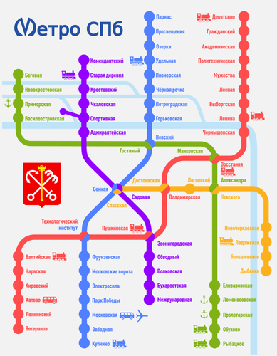 خريطة السكك الحديدية تحت الأرض في سانت بطرسبرغ