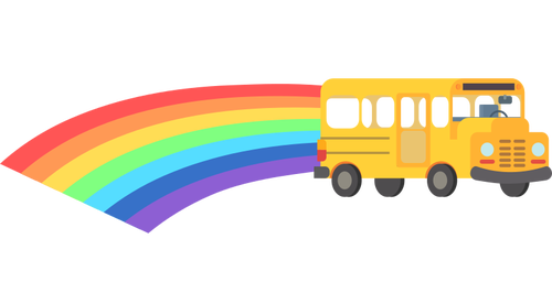 Rainbow school bus