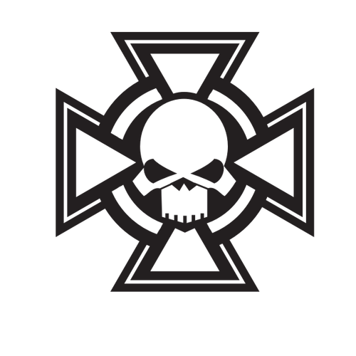 Silhouette of a cross and a skull