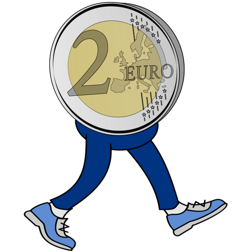 2 מטבע יורו עם רגליים