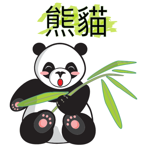 Panda con rama de bambú