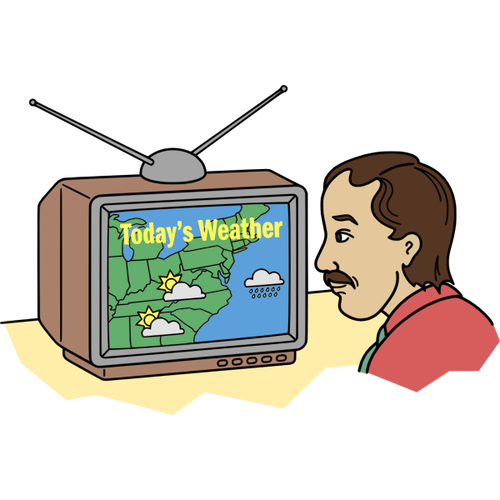 Man Checking the Weather on TV