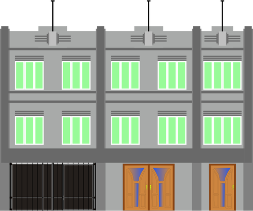 Vector Illustrasjon av en bygning med grønne windows