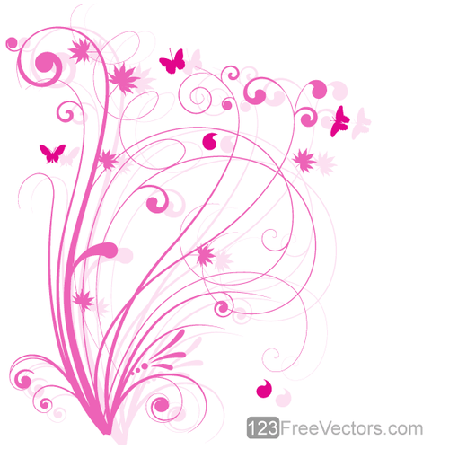 Elemen desain bunga merah muda