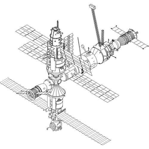 Desenho vetorial de estação espacial internacional