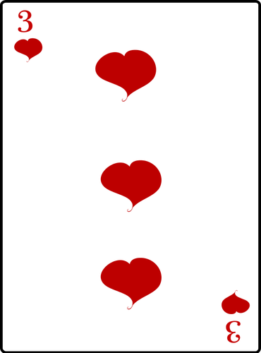 Tři srdce hrací karta vektorové grafiky