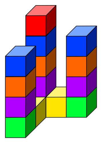 Três torres de cubo