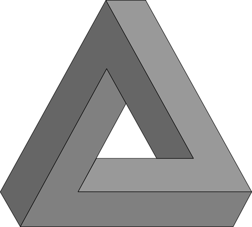 Illustrazione vettoriale di triangolo impossibile in scala di grigi