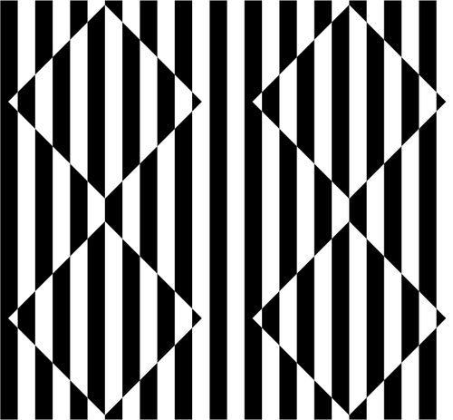 3D optické iluze s černými a bílými pruhy vektorové ilustrace