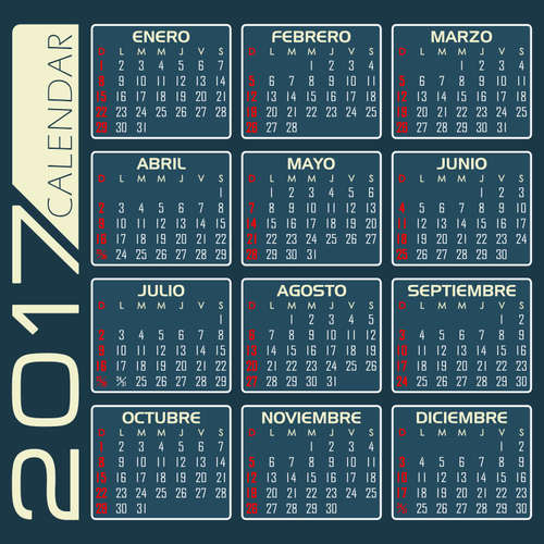 Blue 2017 calendar