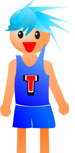 Joueur de basket-ball aux cheveux bleus