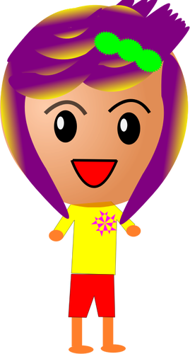 Fille avec dessin vectoriel de cheveux violet