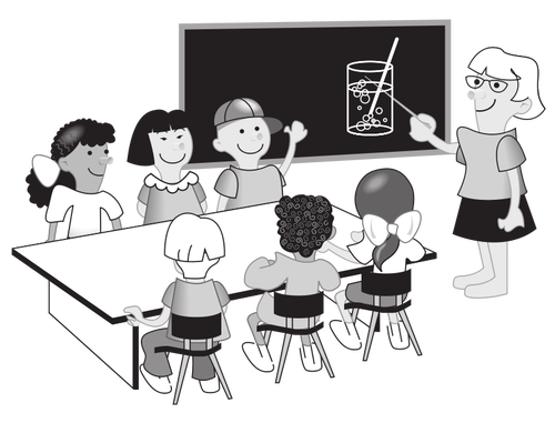 Niños en la ilustración del vector de aula