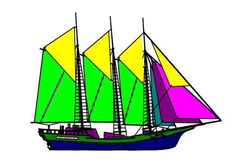 Variopinto vela disegno vettoriale di nave