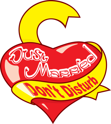 Just married heart decoration vector clip art