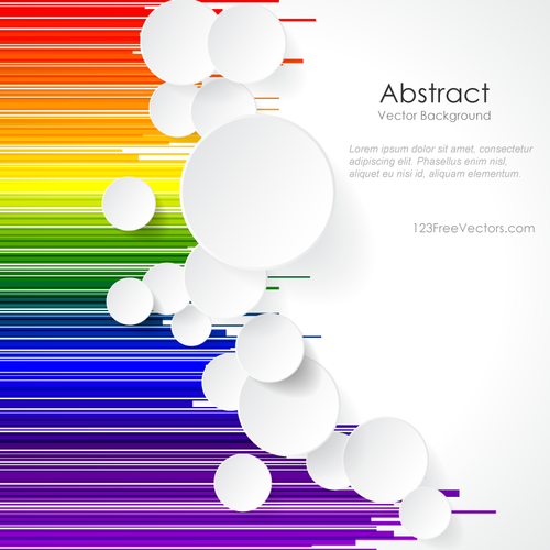 Círculos de papel branco nas linhas do arco-íris